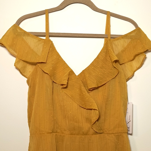 Mustard Yellow Chiffon Yellow Dress - Picture 2 of 4